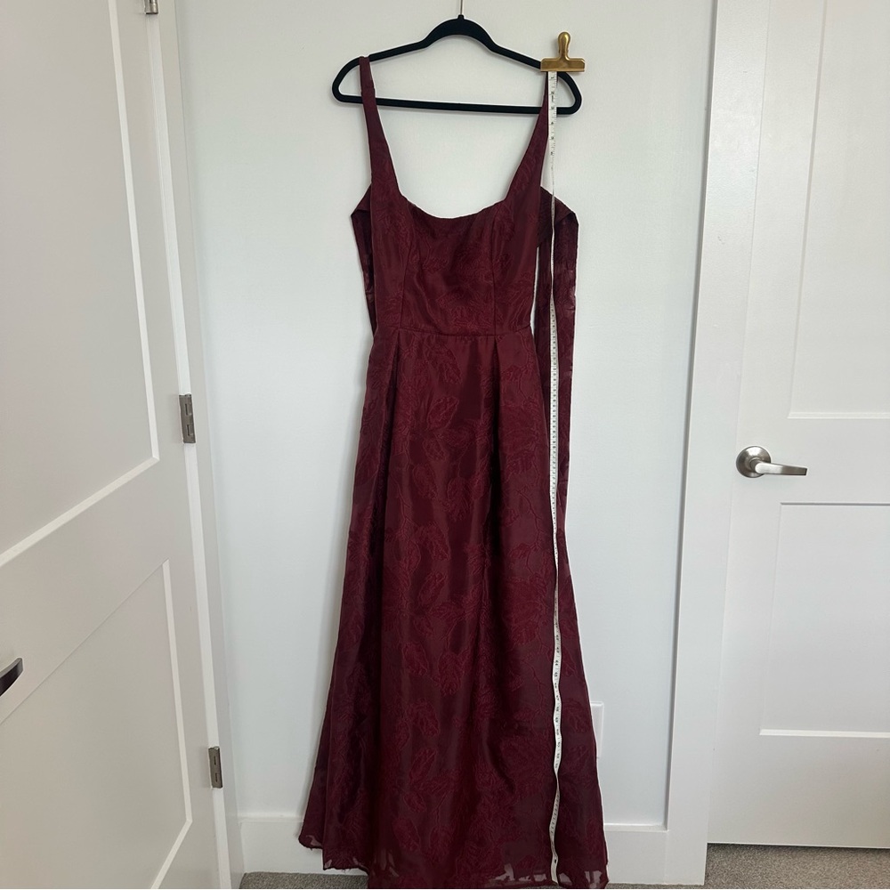 NWT Lulus Perfected Aura Red Jacquard Tie-Back Maxi Dress with Pockets - Picture 11 of 16